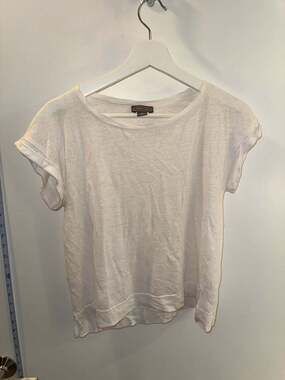 Point Sur J.Crew 100% Linen White Rolled Sleeve T-Shirt Size XS